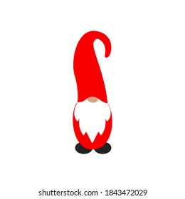 Nordic christmas gnome in a hat . Scandinavian  holiday characters. Holiday and new year symbol for postcards, invitations, flyers.