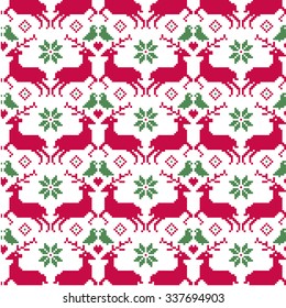 nordic Christmas seamless reindeer and birds