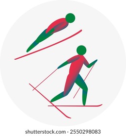 Nordic Combined
 competition icon. Colorful sport sign. 