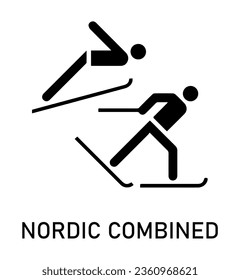 Nordisches kombiniertes Emblem. Eines der Piktogramme des Wintersports. Spiele und Sport. Vektorbild