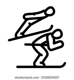 nordic combined winter sport line icon vector. nordic combined winter sport sign. isolated contour symbol black illustration