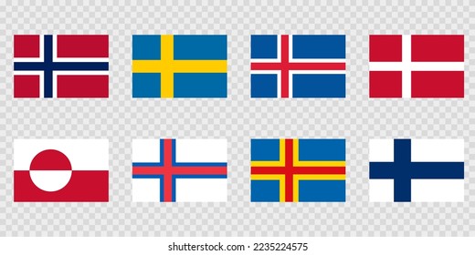 Nordic countries flag icon set