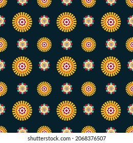 Nordic Flower Seamless Pattern Design . Vector Illustration.