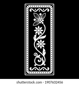 Nordic flowers in Old Norse style, isolated on black, vector illustration