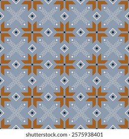 Nordic folk jacquard seamless pattern. Cozy warm traditional print for home decor. Cute trendy minimal snowflake and diamond ornamental pattern for trendy textile design.