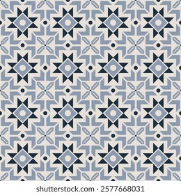 Nordic folk jacquard seamless pattern. Cozy warm traditional print for home decor. Cute trendy minimal star and diamond ornamental pattern for trendy textile design.