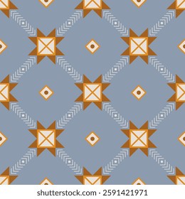 Nordic folk jacquard seamless pattern. Cozy warm traditional print for home decor. Cute trendy minimal snowflake and diamond ornamental pattern for trendy textile design.