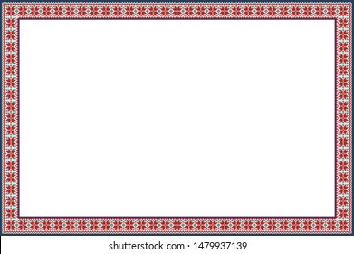 Nordic frame for Christmas images. Snowflakes pattern, background, vector data