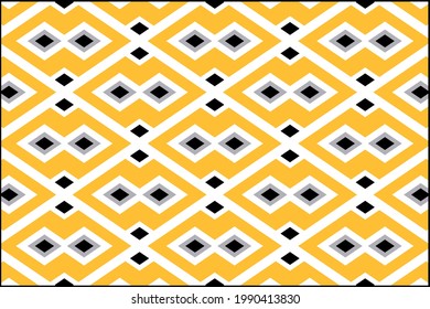 Área geométrica nórdica diseño moderno sin fisuras para fondo, alfombras, alfombras, papel pintado, ropa, envoltura, batik,tela.Amarillo de color blanco y negro.Ilustración vectorial.Eps10