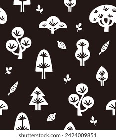 Nordic hand drawn tree pattern