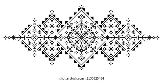 Nordic Icelandic style geometric tribal line art vector design set, black and white pattern collection inspired by Viking runes. Modern minimalist ornaments, Iceland's folk art style 