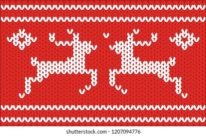 Nordic knitted pattern with deer. vector illustration