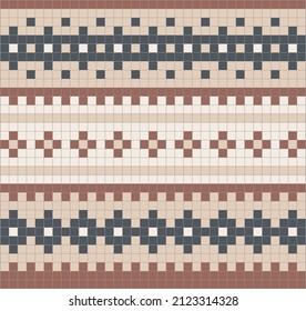 Nordic knitting seamless pattern, traditional knitted border, vector geometric background