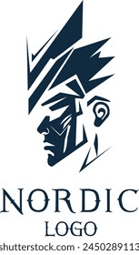 Nordic man face logo, Nordic warrior symbol.