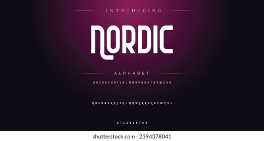 Nordic Modern Bold Font. Sans Serif Font. Regular Italic Uppercase Lowercase Typography urban style alphabet fonts for fashion, sport, technology, digital, movie, logo design, vector illustration