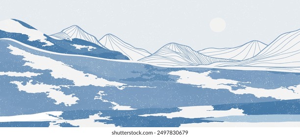 Nordic mountains illustrations. Minimalist art painting. Abstract mountain contemporary aesthetic backgrounds landscapes 