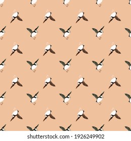 Patrón nórdico sin soldadura animal con pequeñas formas de féretro impreso. Fondo rosa claro pastel. Impresión vectorial plana para textiles, tela, giftwrap, papel pintado. Ilustración sin fin.