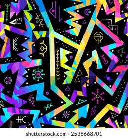 Nordische Neon geometrisch. Nahtloses Muster.