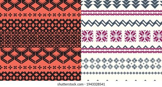 Nordic pattern illustration vector. New Year or winter design. Sweater ornaments for scandinavian pattern. Vector illustration.