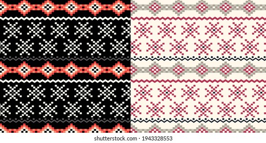 Nordische Mustergrafik-Vektorgrafik. Neujahr oder Winterdesign. Pullover-Ornamente für skandinavisches Muster. Vektorgrafik.