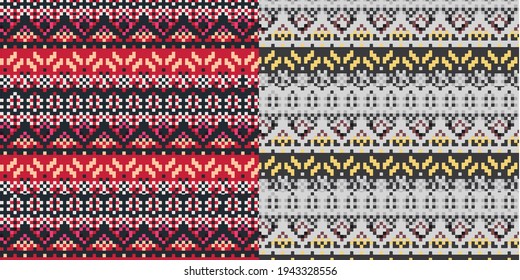 Nordic pattern illustration vector. New Year or winter design. Sweater ornaments for scandinavian pattern. Vector illustration.