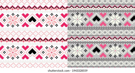 Nordic pattern illustration vector. New Year or winter design. Sweater ornaments for scandinavian pattern. Vector illustration.