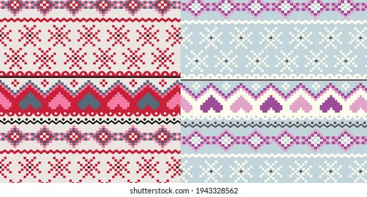 Nordic pattern illustration vector. New Year or winter design. Sweater ornaments for scandinavian pattern. Vector illustration.