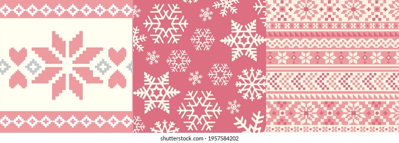 Nordic pattern illustration vector. New Year or winter design. Sweater ornaments for scandinavian pattern. Vector illustration.