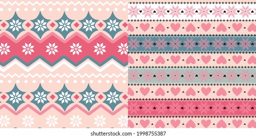 Nordic pattern illustration vector. New Year or winter design. Sweater ornaments for scandinavian pattern. Vector illustration.