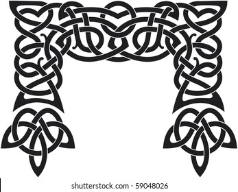 Nordic pattern with knots and floral sprouts. Vector illustration.