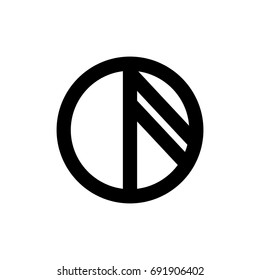 Nordic rune. Abstract minimal symbol inscribed in a circle. For icon, log or tattoo. Stock vector.