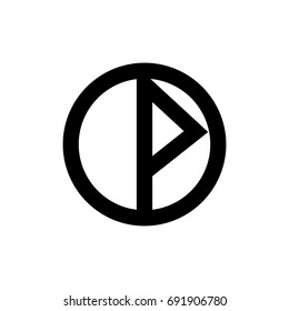 Nordic rune. Abstract minimal symbol inscribed in a circle. For icon, log or tattoo. Stock vector.