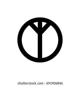 Nordic rune. Abstract minimal symbol inscribed in a circle. For icon, log or tattoo. Stock vector.