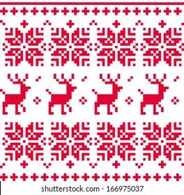 Nordic seamless knitted Christmas pattern vector ( red )