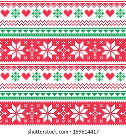 Nordic seamless knitted christmas red and green pattern