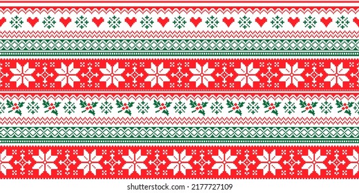 Nordic seamless knitted christmas red and green pattern