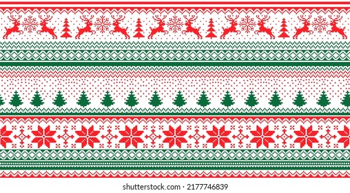 Nordic seamless knitted christmas red and green pattern