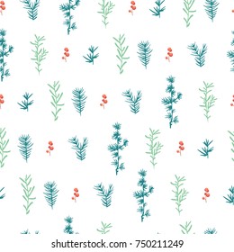 Nordic seamless pattern with minimalistic branches.