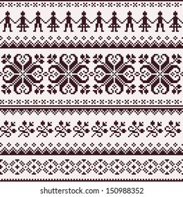 Nordic seamless winter knitted brown pattern