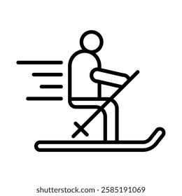 Nordic Skiing Vector Line Icon Design