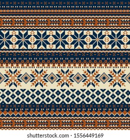 Nordic Snow Flake Jacquard Knitted Vector Seamless Pattern