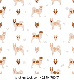 Nordic Spitz seamless pattern.  Vector illustration