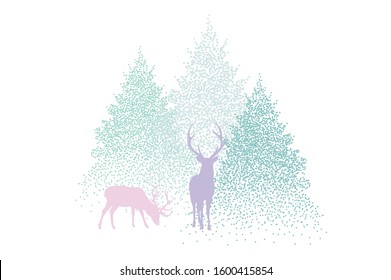 Nordic style background of deer and tree image