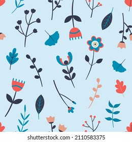 Nordic style floral scandi seamless pattern vector