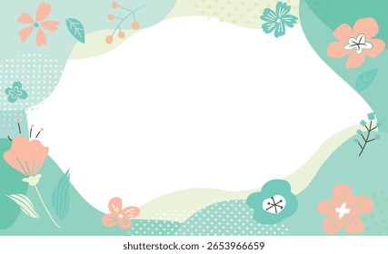 Nordic Style Spring Botanical Frame – Vector Illustration