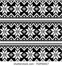 Nordic traditional pattern. ethnic pattern. Handmade. Black and white print for your textiles. Vector illustration.