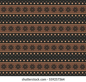 Nordic traditional pattern with snowflakes, brown gamma, full scalable vector graphic,easy editing