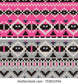 Nordic traditional pattern. wallpaper, textile, web, cards. Ethnic pattern. Border ornament. Native american design, Navajo. Mexican motif, Aztec ornament