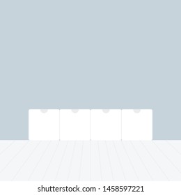 Nordic tv stand in modern empty room. Empty clean wall and wooden floor. Minimal living room. Home interior. Vector illustration, flat design