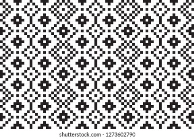 Nordic vector geometric pixelated seamless pattern. Design element for scandinavian interior ( pillow, kitchen mat, tablecloth, bathroom carpet, entrance doormat, hallway rugs) Wrapping paper handmade